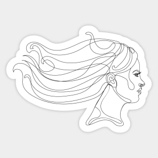 Girl portrait in profile lineart Sticker